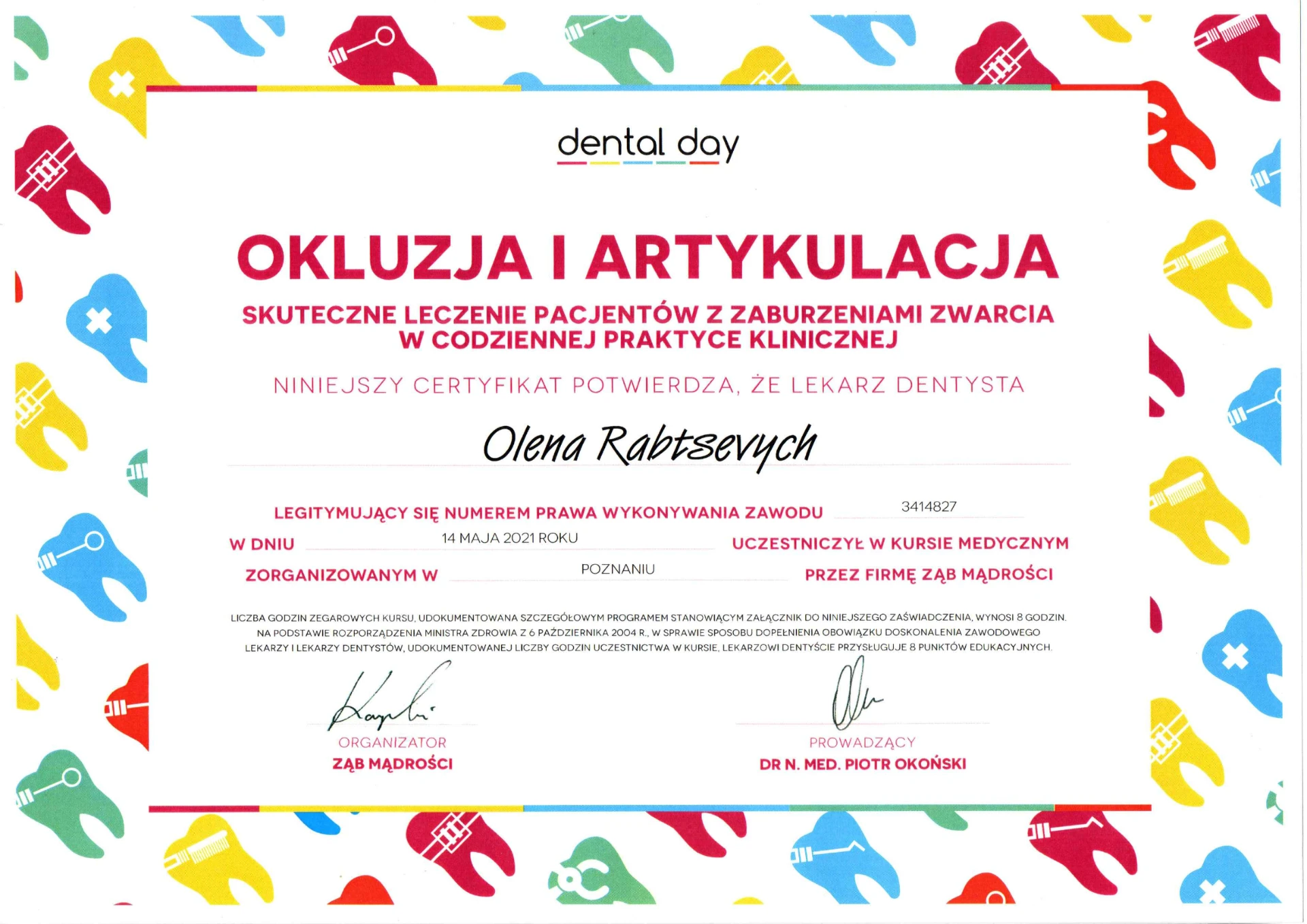 Certyfikat Dental Day — Okluzja i artykulacja